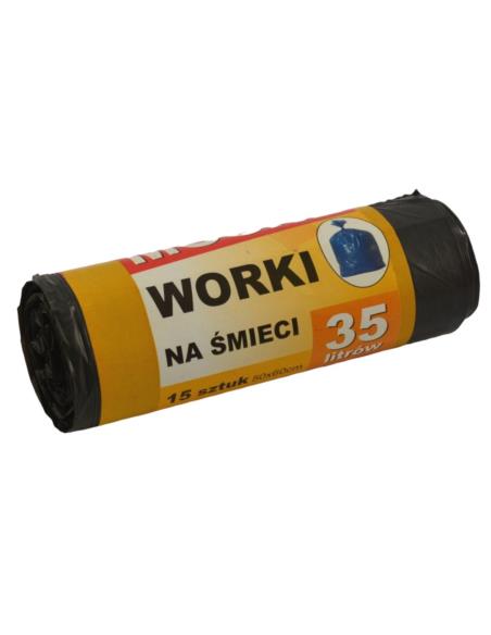 Worki na śmieci  35L 15szt czarne mocne