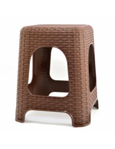 Taboret plastikowy 45cm Ratan brąz