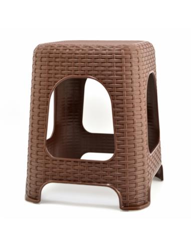 Taboret plastikowy 45cm Ratan brąz