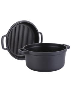 Garnek aluminiowy + patelnia grillowa 24cm MR-4124