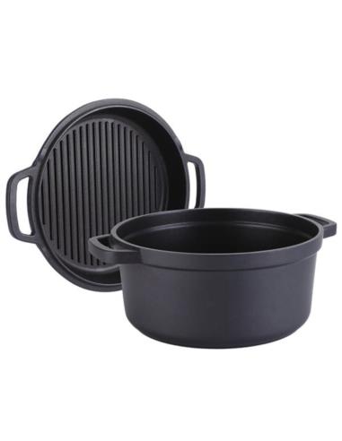 Garnek aluminiowy + patelnia grillowa 24cm MR-4124