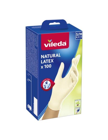 Rękawice Vileda Natural Latex 100 sztuk S/M 179652