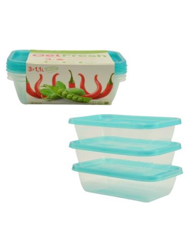 Pojemniki plastikowy do żywności 3x1,1L mix