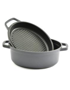 Garnek aluminiowy + patelnia grillowa 26cm MR-4126