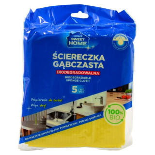 Ściereczki gąbczaste Sweet Home biodegradowalne 5 sztuk