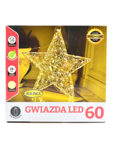 Lampki 60 LED gwiazda biała 28cm