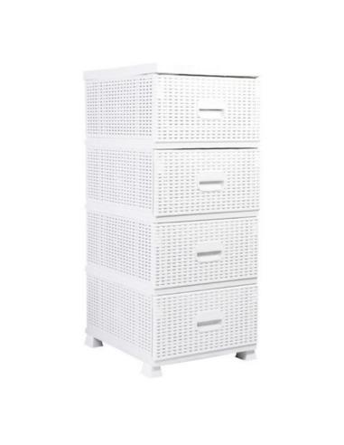 Regał Rattan 4 szuflady 90x46x37,5cm biały
