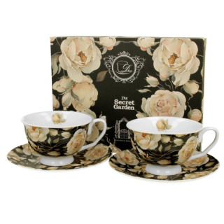 Filiżanki ze spodkami 2 sztuki 250ml English Roses Black