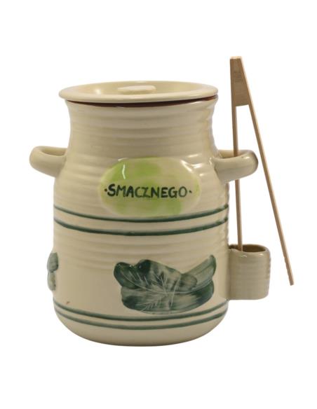 Beczka kamionka 3,5L na ogórki +szczypce 3156