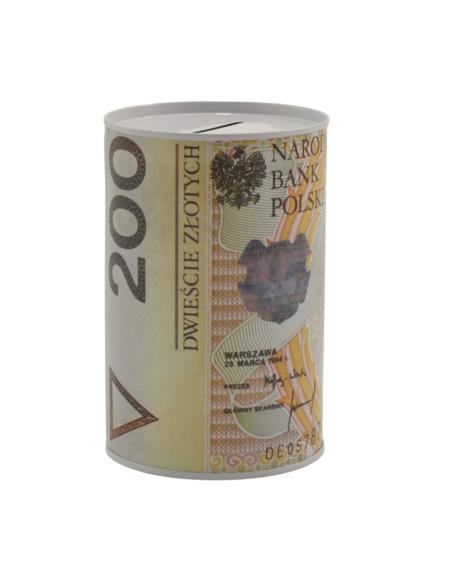 Skarbonka puszka metalowa Banknot 8x12,5cm