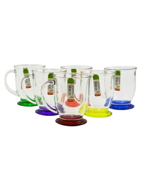 Kubek szklany 400ml Kubas kolorowe dno mix