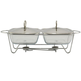 Brytfanna z podgrzewaczem 2x2,5L szklana Helios