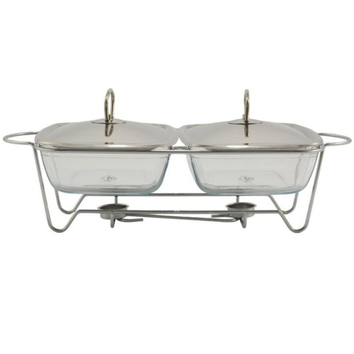 Brytfanna z podgrzewaczem 2x2,5L szklana Helios