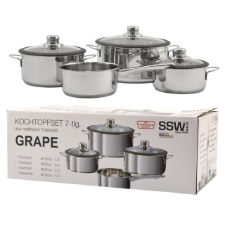 Garnki  7 elementów nierdzewne SSW Grape 400100