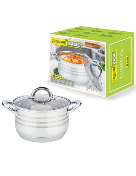 Garnek 22cm 5,1L z pokrywką Maestro MR 3513