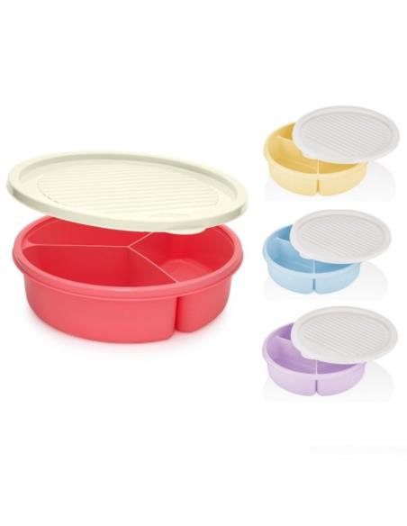 Pojemnik 3-komorowy 1,2L plastikowy BG-393 mix