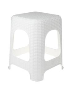 Taboret plastikowy 45cm Ratan biały