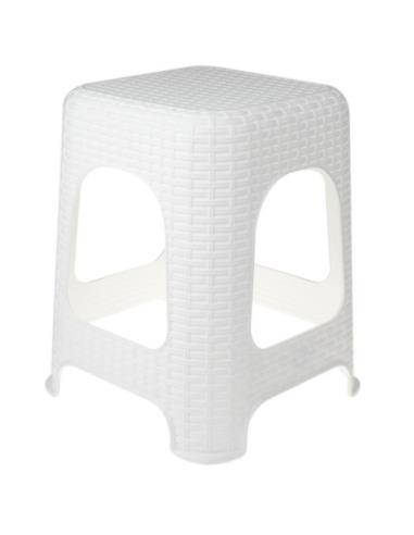 Taboret plastikowy 45cm Ratan biały