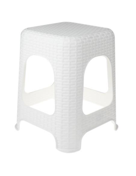 Taboret plastikowy 45cm Ratan biały
