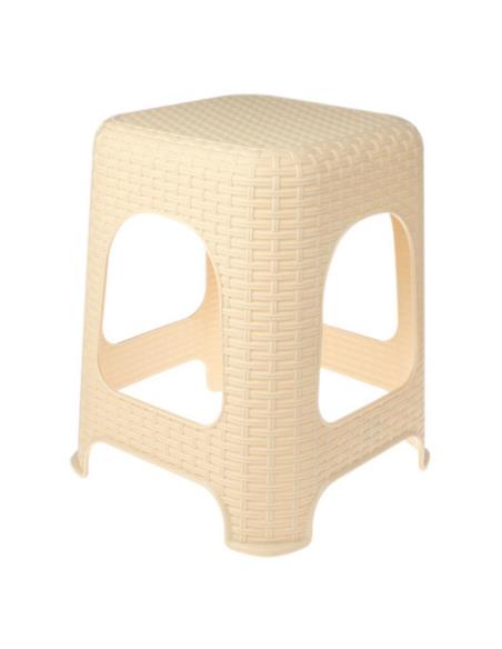 Taboret plastikowy 45cm Ratan beżowy