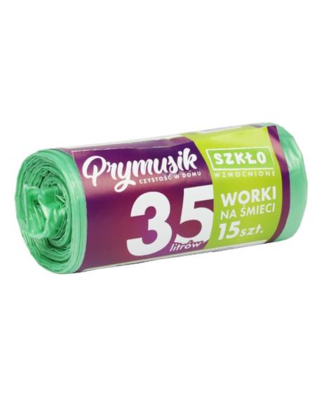 Worki na śmieci  35L 15szt zielone Prymusik