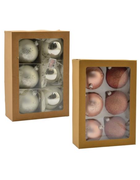 Bombki szklane 6szt 80mm dekorowane mix