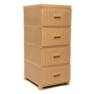 Regał Rattan 4 szuflady 90x44x37,5cm beż