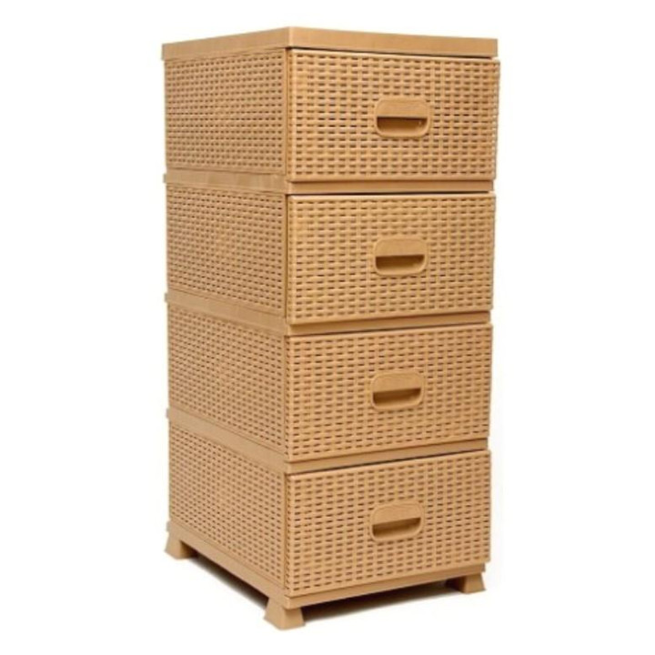 Regał Rattan 4 szuflady 90x44x37,5cm beż