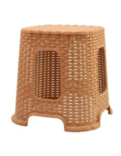 Taboret plastikowy 32cm Rattan beż/jasny brąz