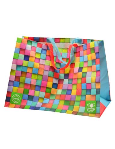 Torba na zakupy PP kolorowa kostka 54x41x30cm