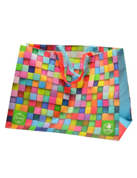 Torba na zakupy PP kolorowa kostka 54x41x30cm