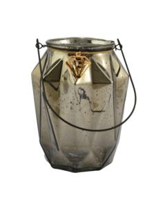 Lampion szklany 16,5x21cm srebrny 8102