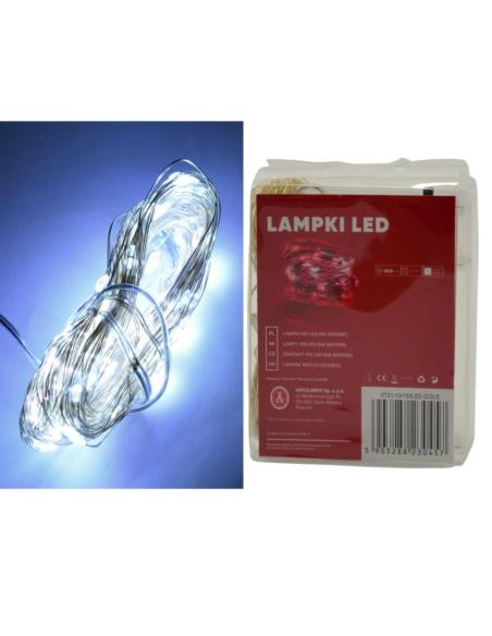 Lampki 100LED biały zimny 3xAAA