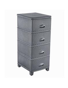 Regał Rattan Turan 4 szuflady antracyt 37,5 x 44,5 x 94 cm