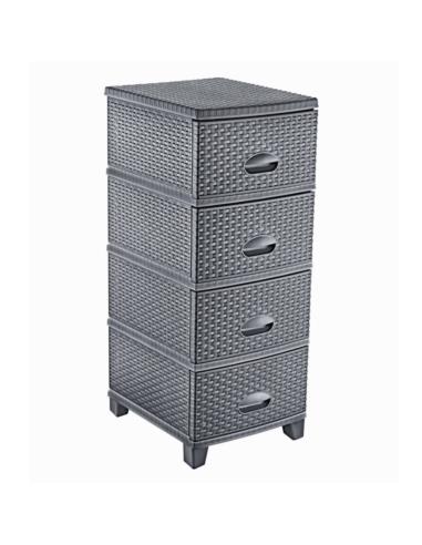 Regał Rattan Turan 4 szuflady antracyt 37,5 x 44,5 x 94 cm