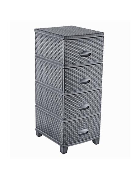 Regał Rattan Turan 4 szuflady antracyt 37,5 x 44,5 x 94 cm
