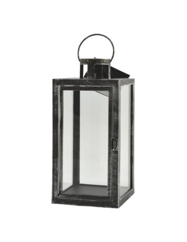 Lampion plastikowa 28cm Latarenka czarno-srebrna Cortina