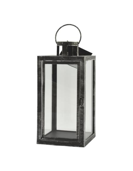 Lampion plastikowa 28cm Latarenka czarno-srebrna Cortina