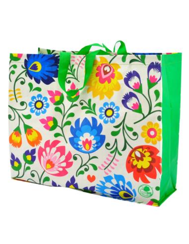 Torba na zakupy PP Folklor biała 39x43x18cm