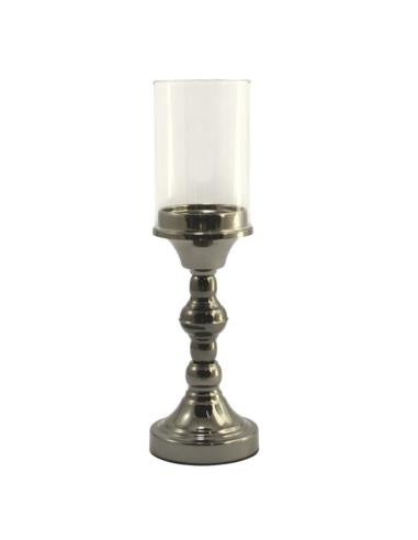 Świecznik 38cm metal/szkło perła F065 podstawa 11cm