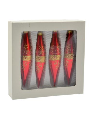Bombki szklane 4szt 150mm sople dekorowane mix