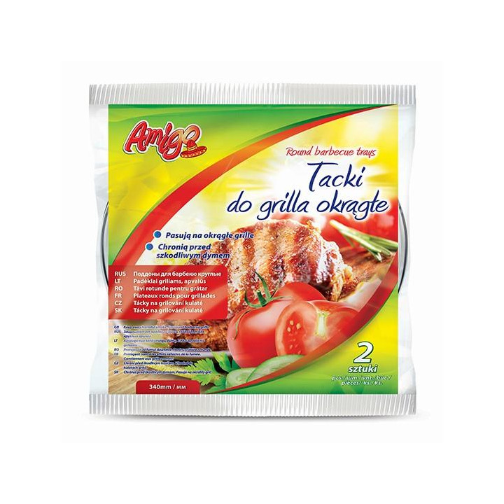 Tacki aluminiowe do grila okrągłe 34cm 2 sztuki