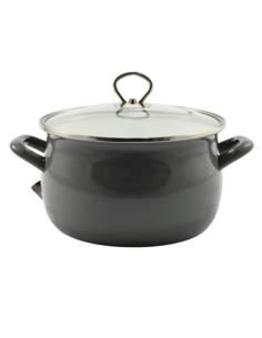 Garnek emalia 24cm 6,5L z pokrywką Helena szary