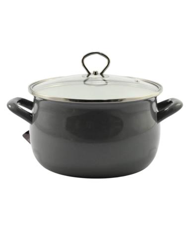 Garnek emalia 24cm 6,5L z pokrywką Helena szary