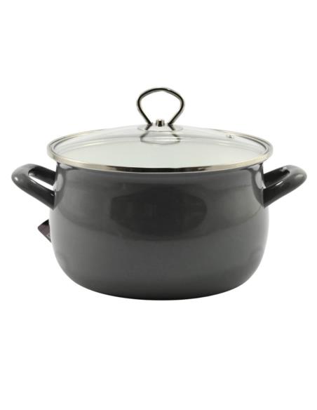 Garnek emalia 24cm 6,5L z pokrywką Helena szary
