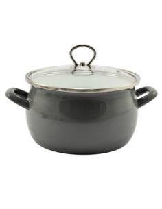 Garnek emalia 20cm 4L z pokrywką Helena szary