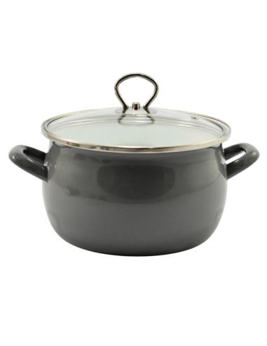 Garnek emalia 20cm 4L z pokrywką Helena szary