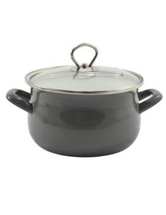 Garnek emalia 18cm 3L z pokrywką Helena szary