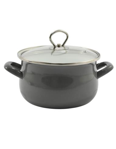 Garnek emalia 18cm 3L z pokrywką Helena szary