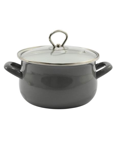 Garnek emalia 18cm 3L z pokrywką Helena szary